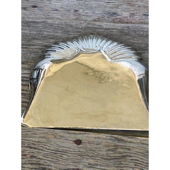 Antique Crumb Pan Tray Clam Shells Etched Bluebird flowers - Picture 15 of 16